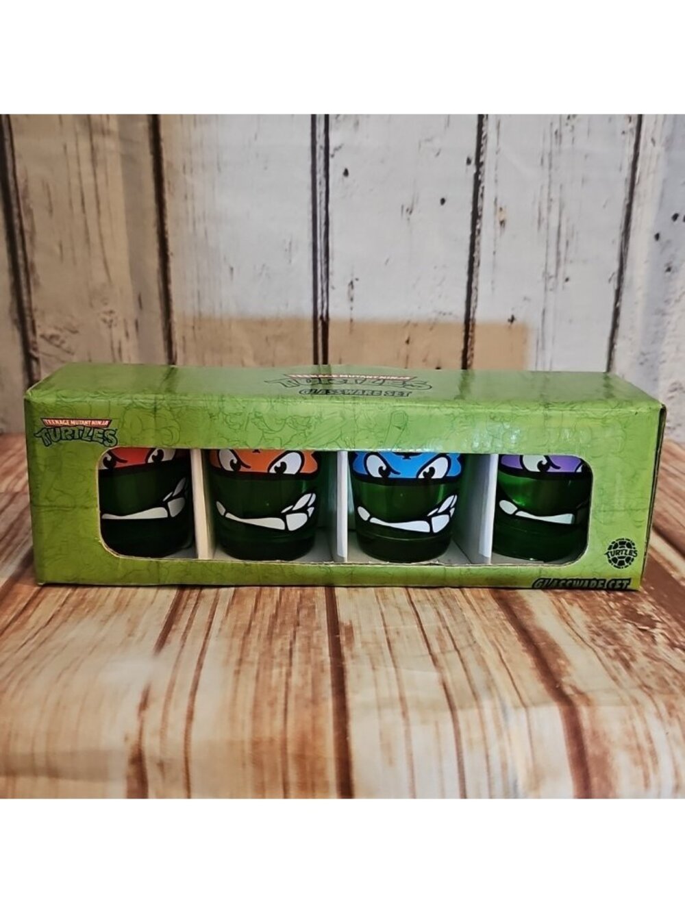 Teenage Mutant Ninja Turtles Set of 4 Shot Glasses Bar Shooter Glass Viacom 2011